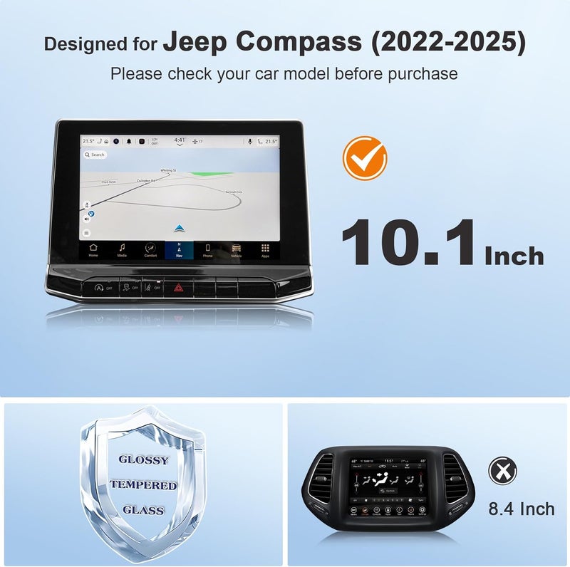 BSTW for 2025 Jeep Compass Screen Protector for 2022-2025 Compass Limited/Trailhawk Uconnect 5 10.1-Inch Display for 2025 Jeep Compass Accessories Tempered Glass Protective Film - Image 2